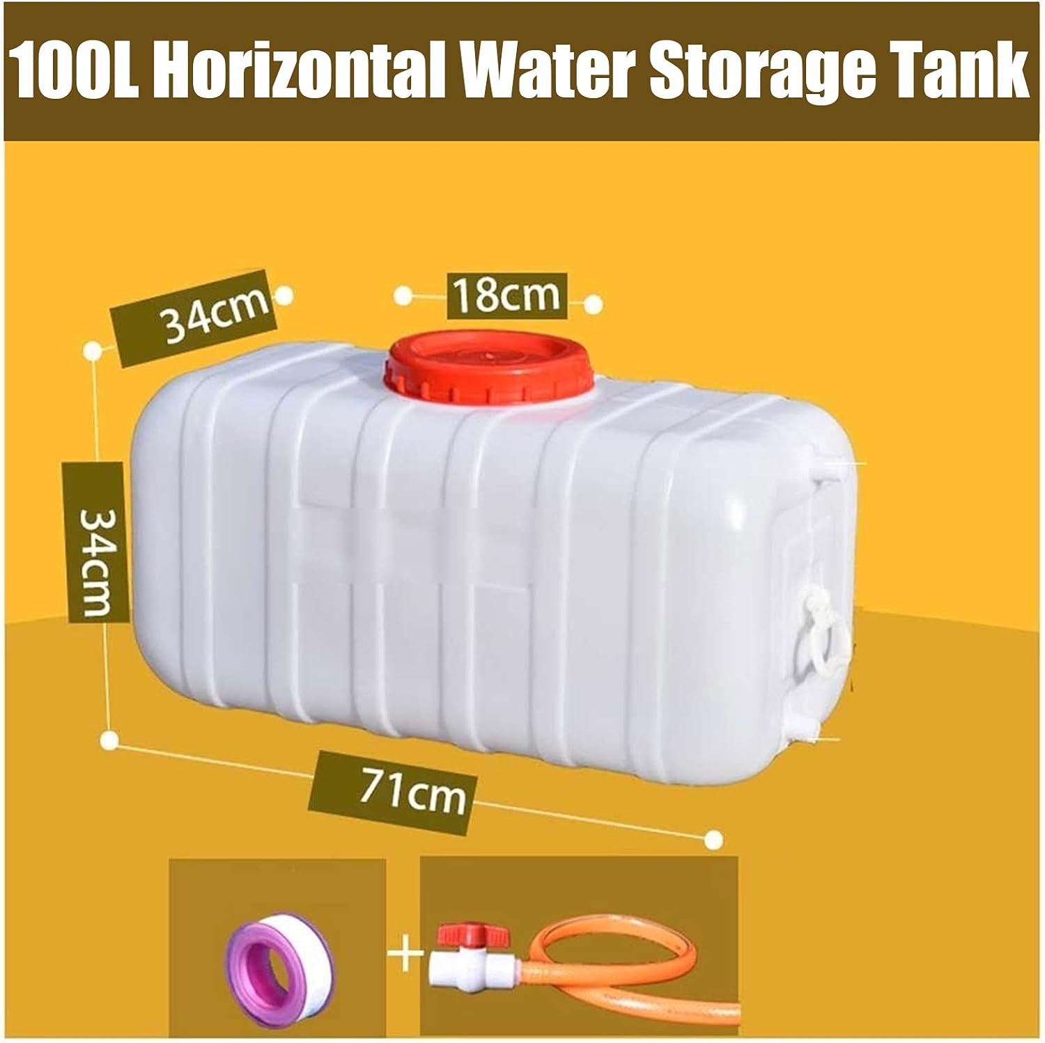 Water Tank 100L Rectangular White Outdoor Water Tank，with Faucet Thick Plastic Water Storage Container Water Container Portable Home Storage Bucket Acid，Camping Water Storage Carrier Jug
