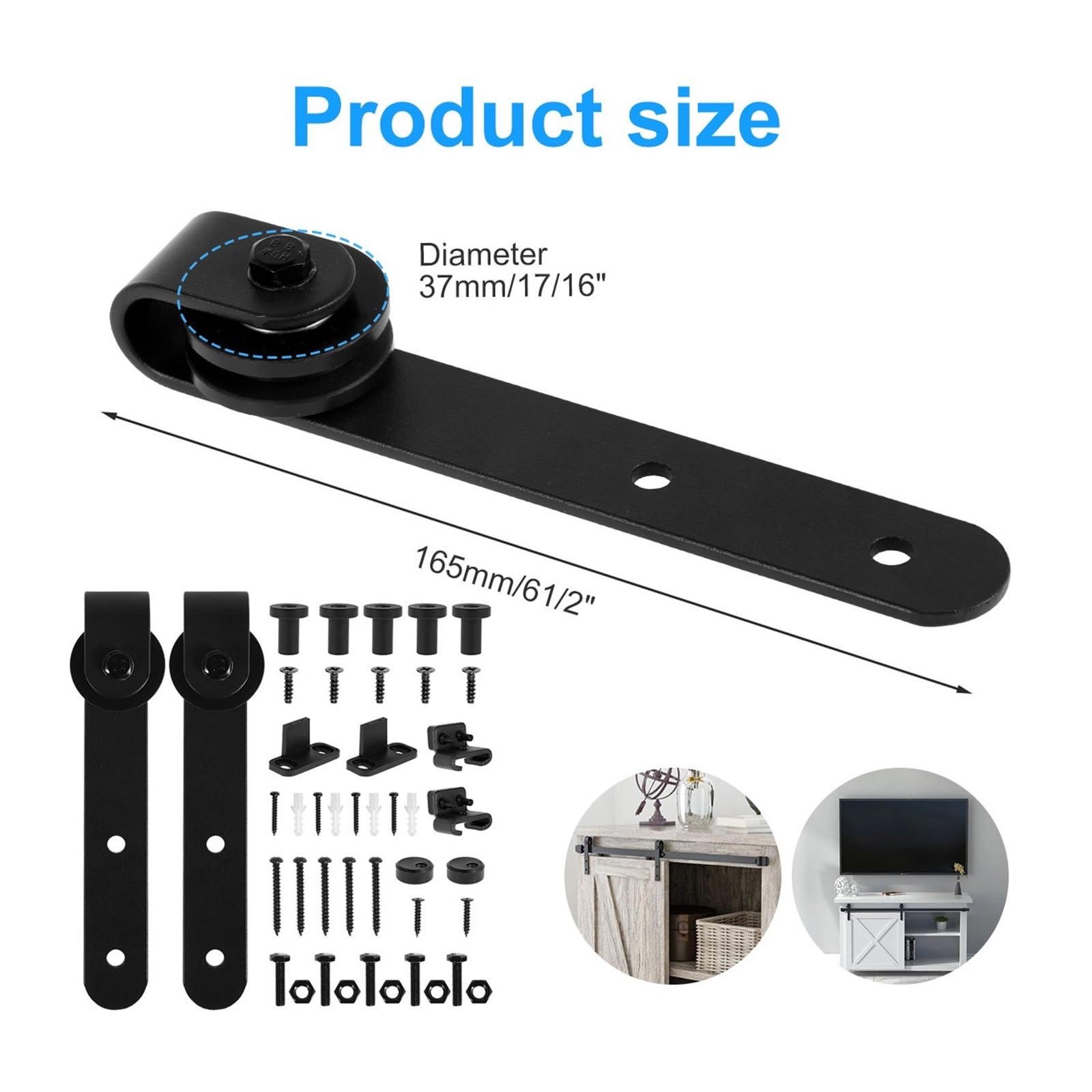 Full-Extension Drawer Slides Carbon Steel Barn Door Sliding Track Kit Panel Top Mounted Hanging Rail Hanger Smooth Silent Wheel