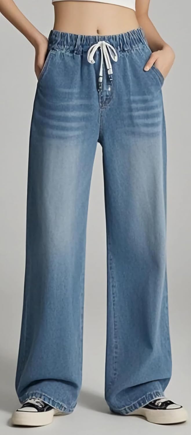 Straight Leg Jeans for Women,High Waisted Wide Leg Loose Microelastic Wide Leg Denim Pants - Image 5