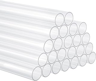 Boao Plastic Cake Dowels Rods for Tiered Hollow Wedding Cake Round support Rods Straws for Stacking and Supporting(12 in Length,Clear,24 Pcs)