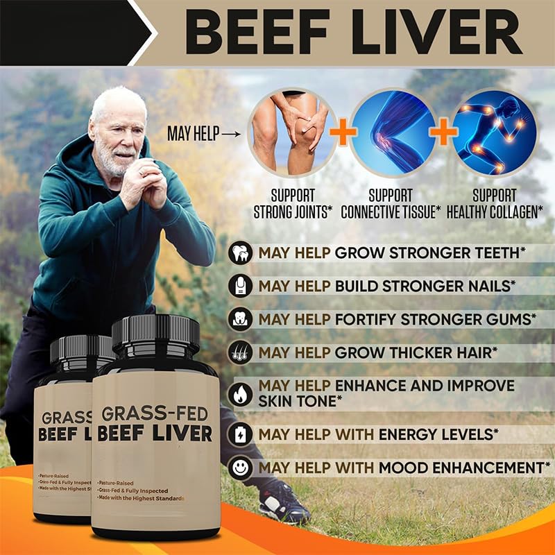 Grass Fed Desiccated Beef Liver - No Hormones, GMO and Gluten Free, Pasture-Raised, Free Range Beef 1PCS