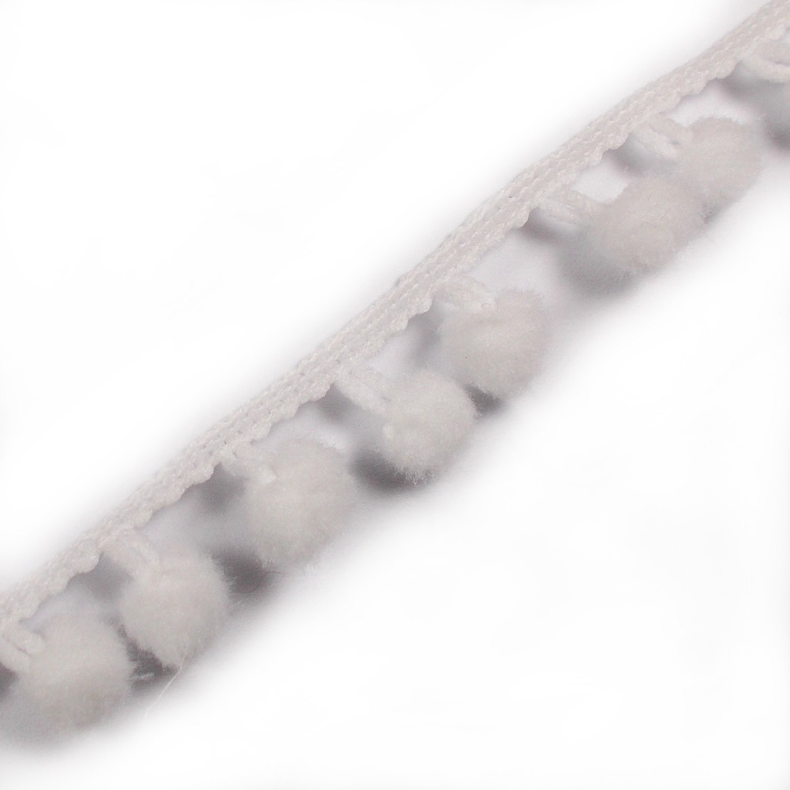 Push The Button White Pom Pom Bobble Trim Fringe 6Mm Wide (2 Metres)