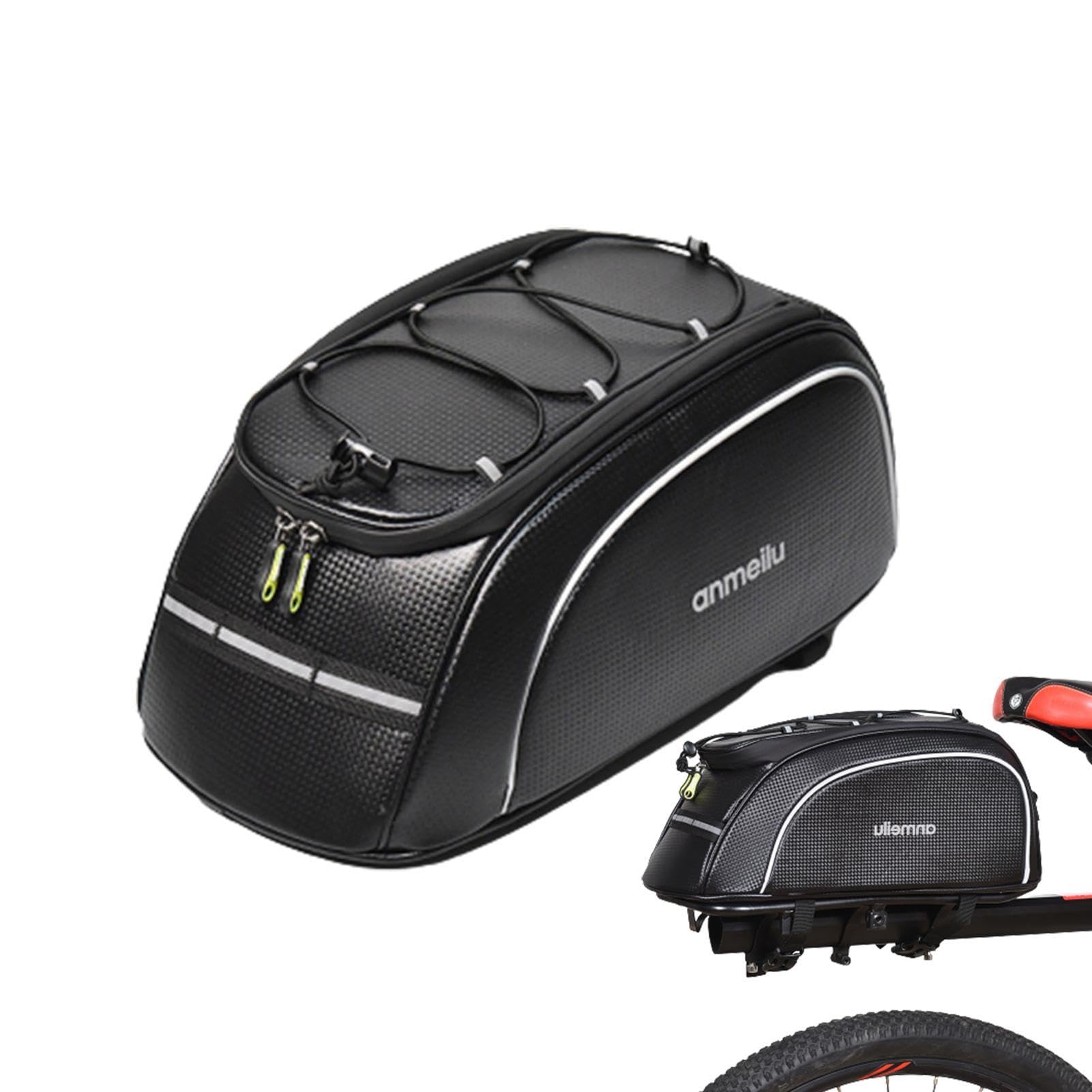 Bolsa trasera para portabicicletas Paquete de baúl de 8L para bicicleta | Bolsas de viaje para bicicletas resistentes al agua con tira reflectante Accesorio de ciclismo para motocicletas