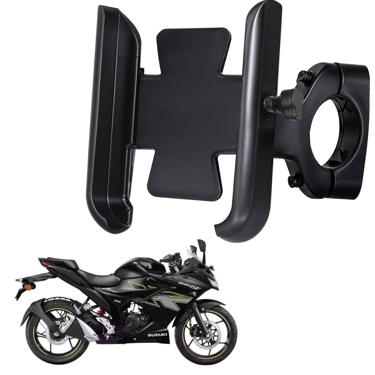 WHIPONE CNC Metal Bike Mobile Holder Compatible for Suzuki Gixxer SF, 360° Rotation Phone Mount Cradle for Bicycle & Motorcycle, Handlebar for All Smartphones, Anti-Slip, Full Grip (Black)-image-35