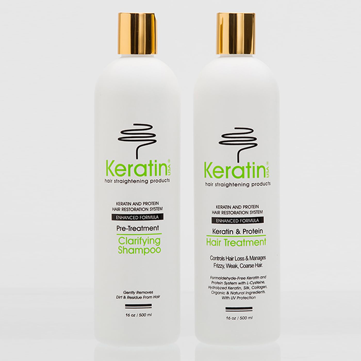 Keratin Hair-Straightening Formaldehyde-Free w/L-Cysteine Treatment Duo 16oz / 500ml plus FREE Keratin Silk Treatment Formula 8oz / 237ml