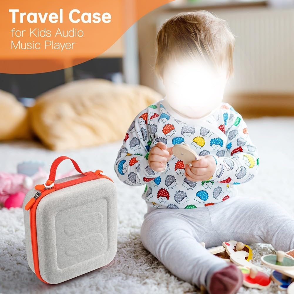 Robusta custodia da viaggio progettata per Yoto Mini, realizzata in EVA con una comoda tracolla regolabile (arancione)