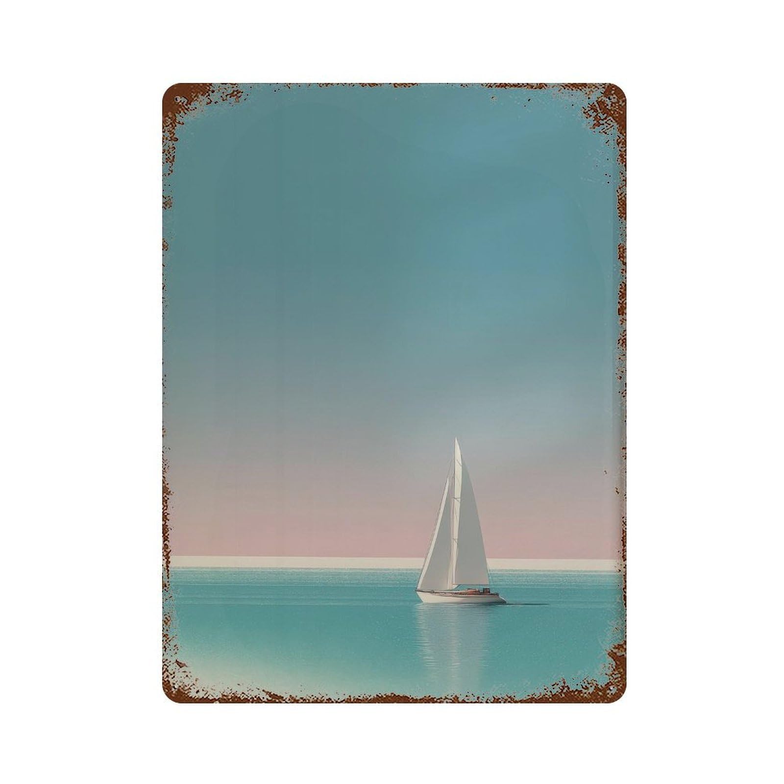 xiaoxiaoshen Sailboat. Minimalist Serene Seascape Wall Decor Art Metal Tin Poster Modern Home Decor Art Home Bar Shop Decorations Vintage Sign 40x30cm