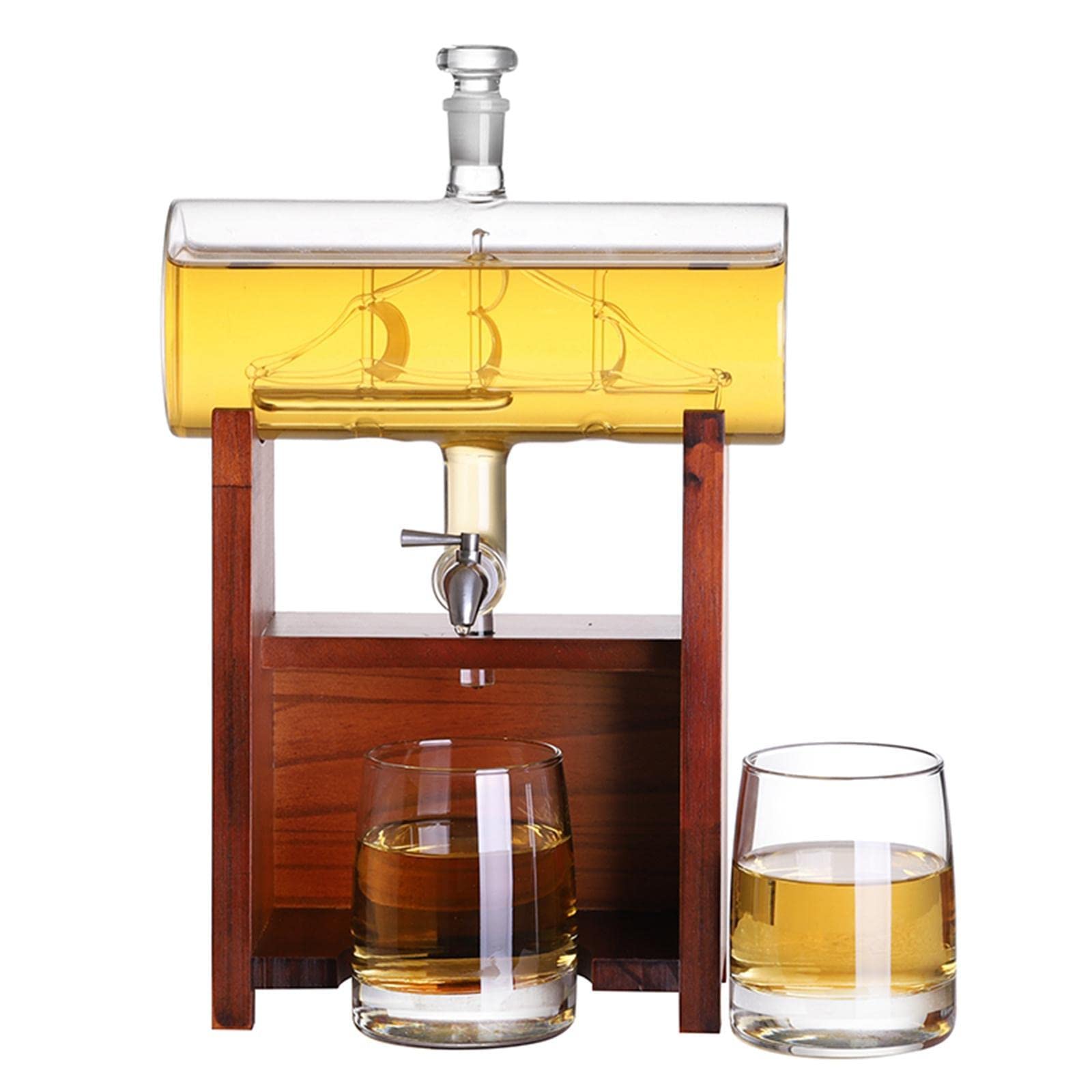 SARGE Juego 3PCS de decantador para Jarra de Vidrio de Whisky con Tapa de Vidrio Decantador de 1300ml para Whisky y Soporte de Tequila de Brandy de Vino para Tibet Bourbon