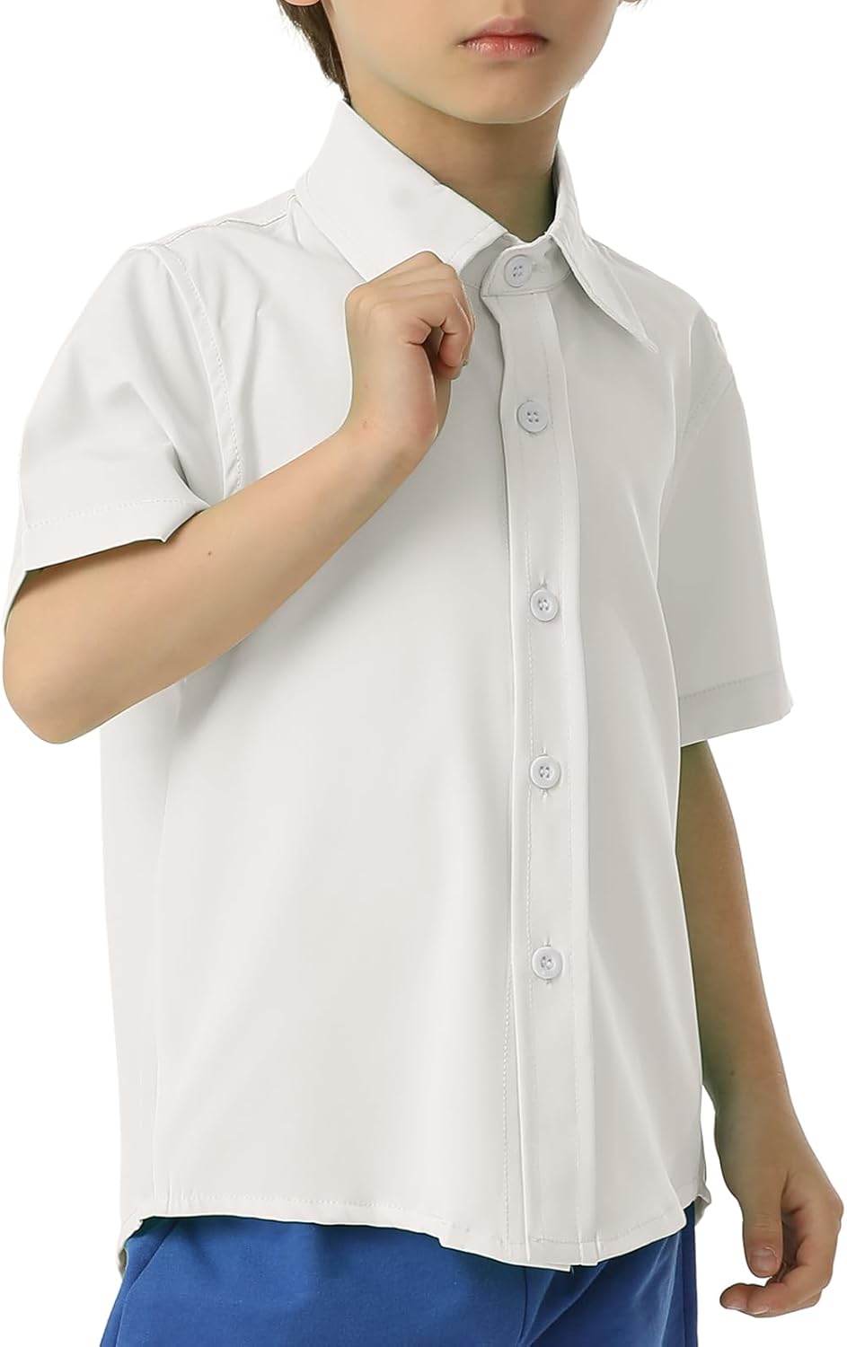 Phedrew Boys Short Sleeve Dress Shirt Lightweight Cooling Button Down Shirts Summer School Uniform Shirts for Kids