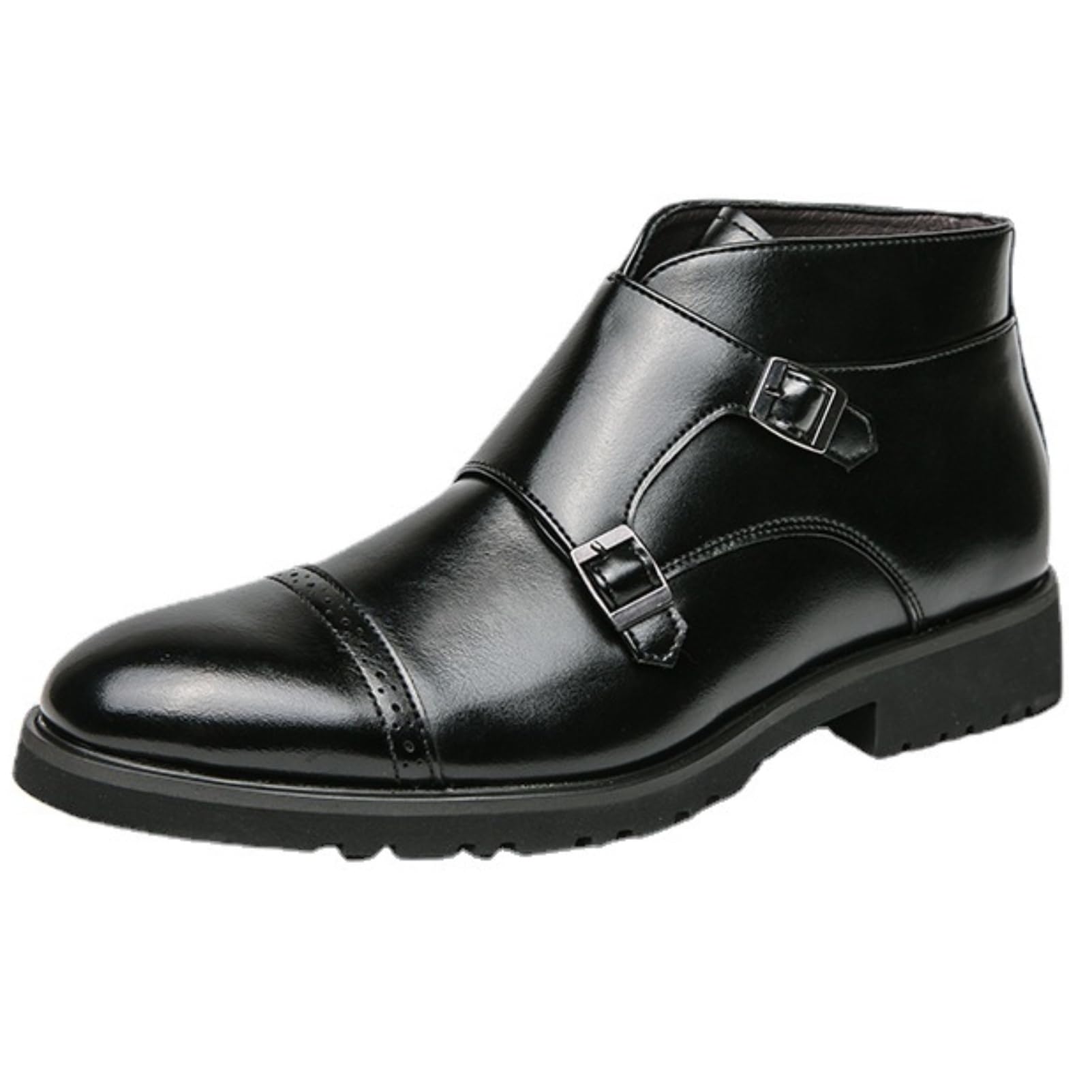 ANUFER Uomo Elegante Doppia Fibbia Monk Stivaletti A Punta Affari Scarpe Eleganti