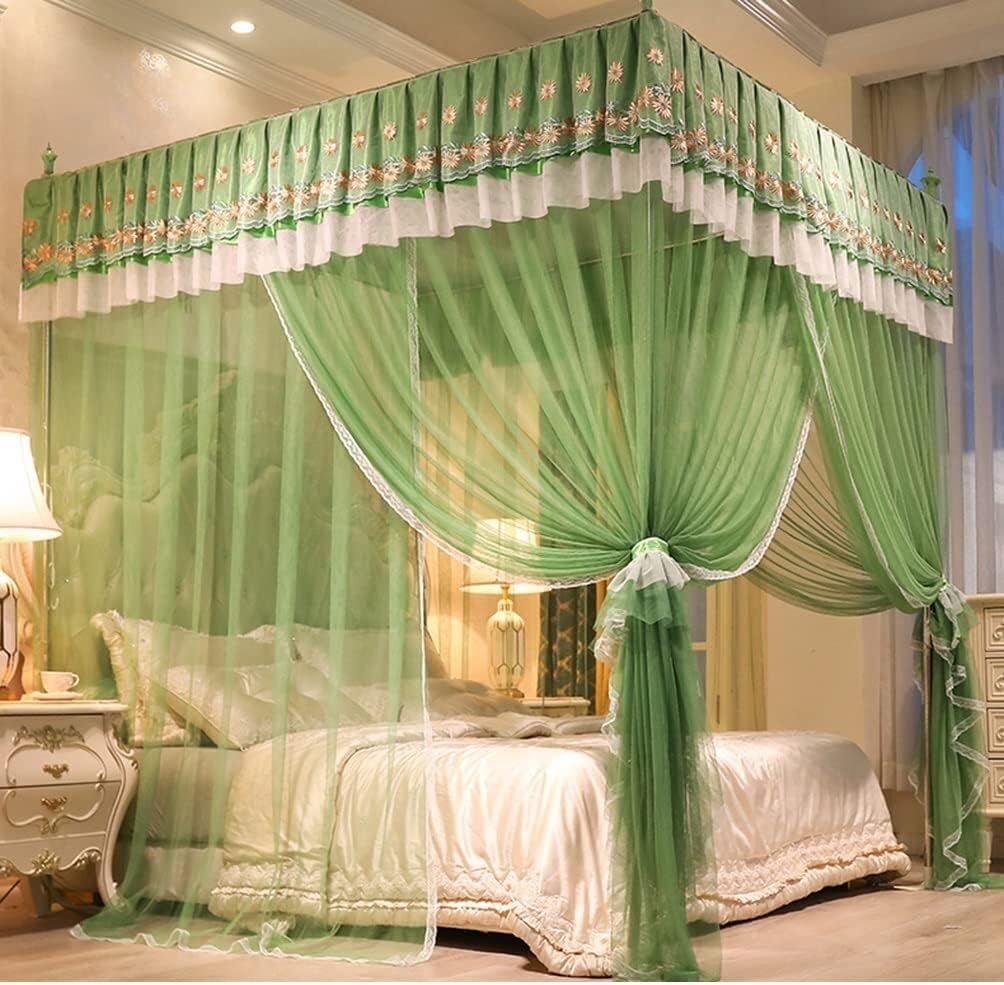Princess Room Bedspread Mosquito Net, 1.5M/1.8M/2M Deluxe Bedspread with Bracket (Colour: Blue-2, Size: 180x200cm/71x79 Inch) (Color : Pink-3, Size : 180X220cm/71X87inch)