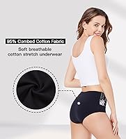 Vista 3 de HAVVIS Bragas Ropa Interior de Mujer de Algodón Cintura Alta Control Abdominal Panties Rosa Jacquard para Damas Multipack