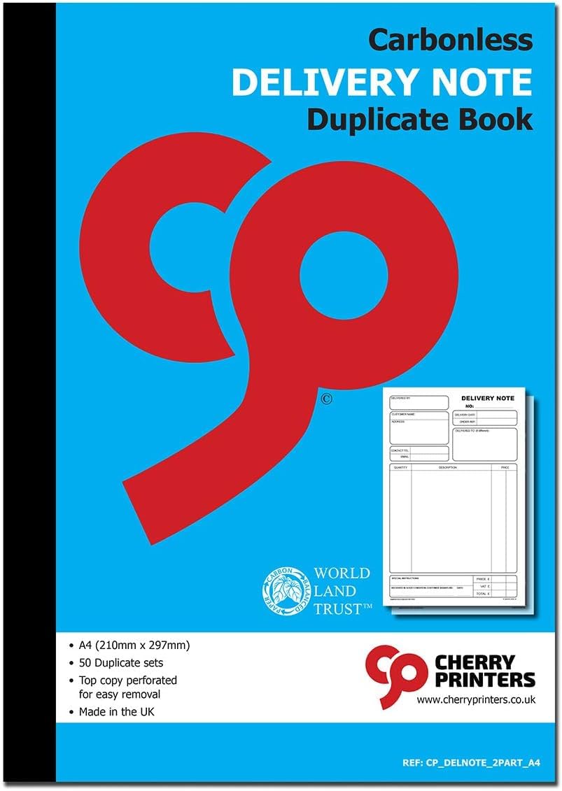 Cherry Printers | Delivery Note | Duplicate A4 | 50 Sets | 20 Pack