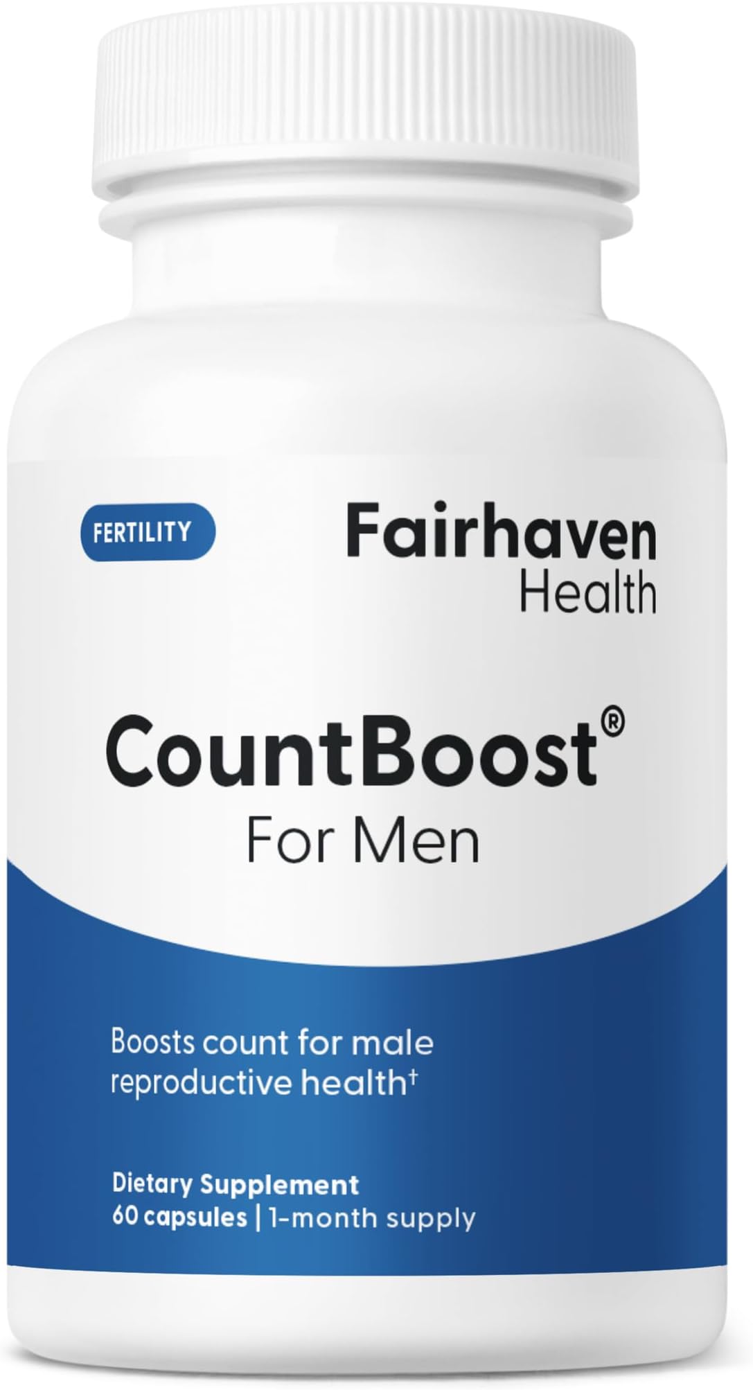 Fairhaven Health CountBoost for Men Optimal Count and Volume Male Fertility Supplement - Pre-Conception Nutrition for Him - with Ashwagandha, Vitamin C, and CoQ10-60 Capsules