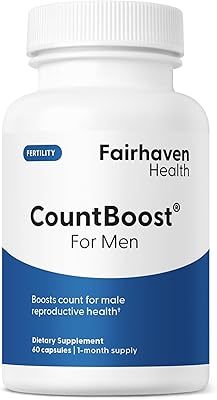 Fairhaven Health CountBoost for Men Optimal Count and Volume Male Fertility Supplement - Pre-Conception Nutrition for Him - with Ashwagandha, Vitamin C, and CoQ10-60 Capsules