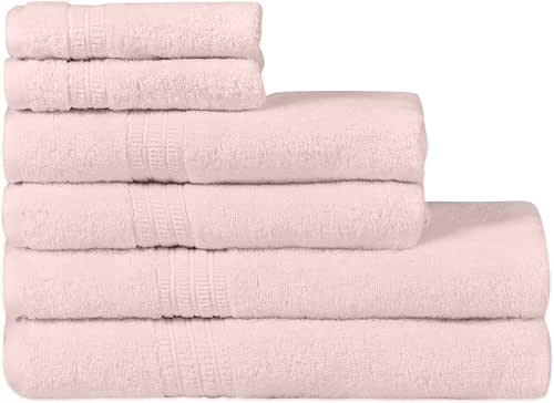 HOMELOVER 6 Piece Towel Set - 100% Organic Cotton, 2