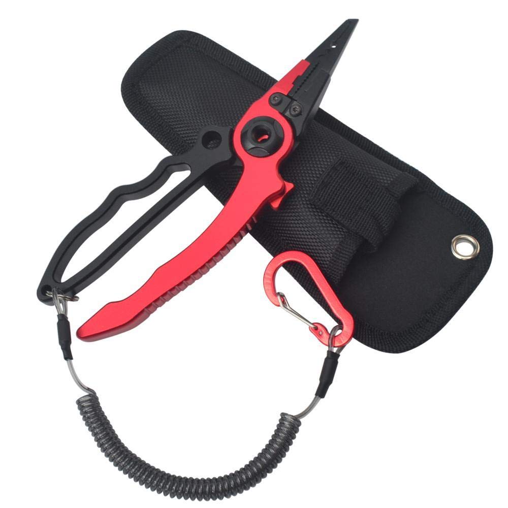 BEPM Angelzange Angelnzange Angeln Zubehör Design Selbsthemmend Alumimum Multifunktions-Angelzange Lure Fishing Tool Angelgerät-Rot
