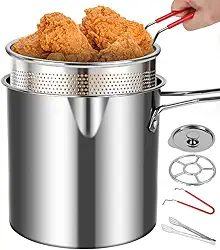 Fritadeira Com Cesto de Filtro, Conjunto de Fritadeira de Aço Inoxidável Com Alça E Tampa, Mini Fritadeira Portátil, Fritadeira Profunda