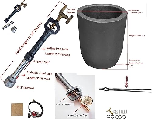 Miniatura 5 de Kits de horno de fusión de propano de 35.3 lbs con quemadores de doble forja, crisoles de 35.3 lbs y 13.2 lbs y otras herramientas de fundición