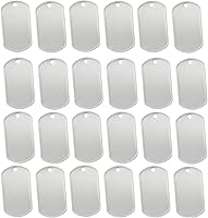 Orgrimmar 100 Pack Blank Stainless Steel Dog Tags - Shiny Military Style Rolled Edges for Dogs, Crafts, Jewelry
