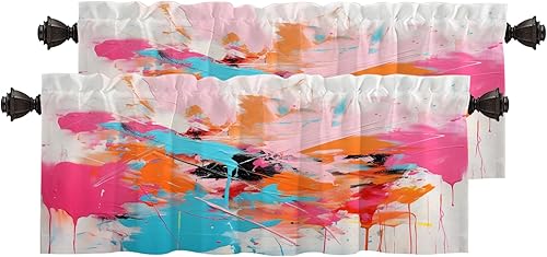 Miniatura 198 de Cenefas de cocina modernas con patrón de cobre marrón dorado para ventanas, cenefas opacas abstractas de marcas de arañazos y cortinas opacas