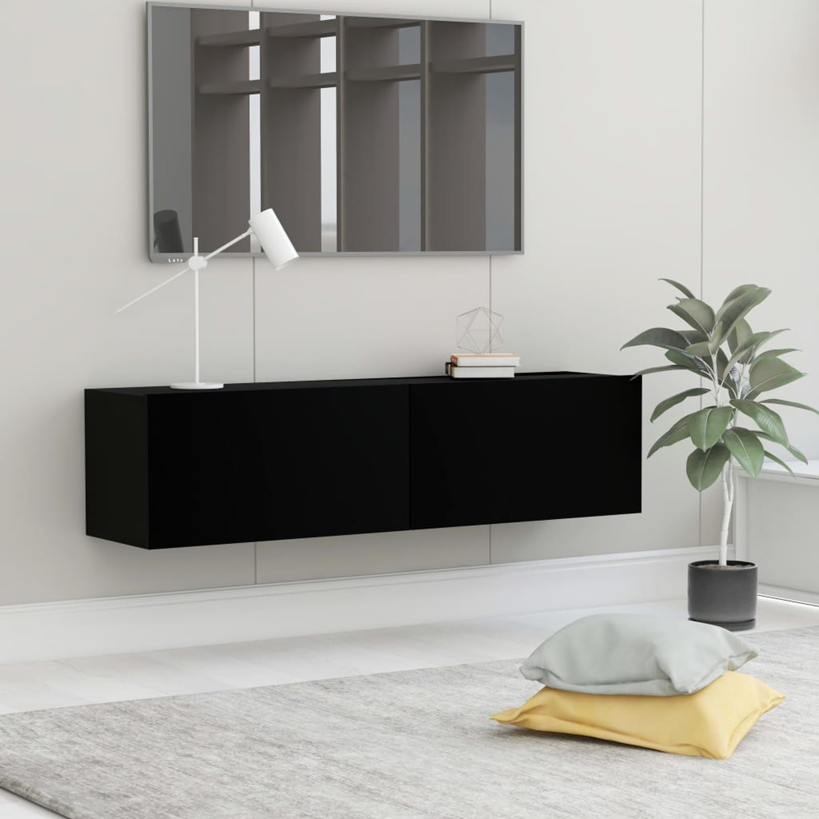 Rantry TV Schrank Schwarz 120x30x30cm Holzwerkstoff Entertainment Center Schrank TV Ständer HiFi-Schrank Stereoschrank TV-Einheit Wohnzimmer Möbel Home Indoor Storage Chest
