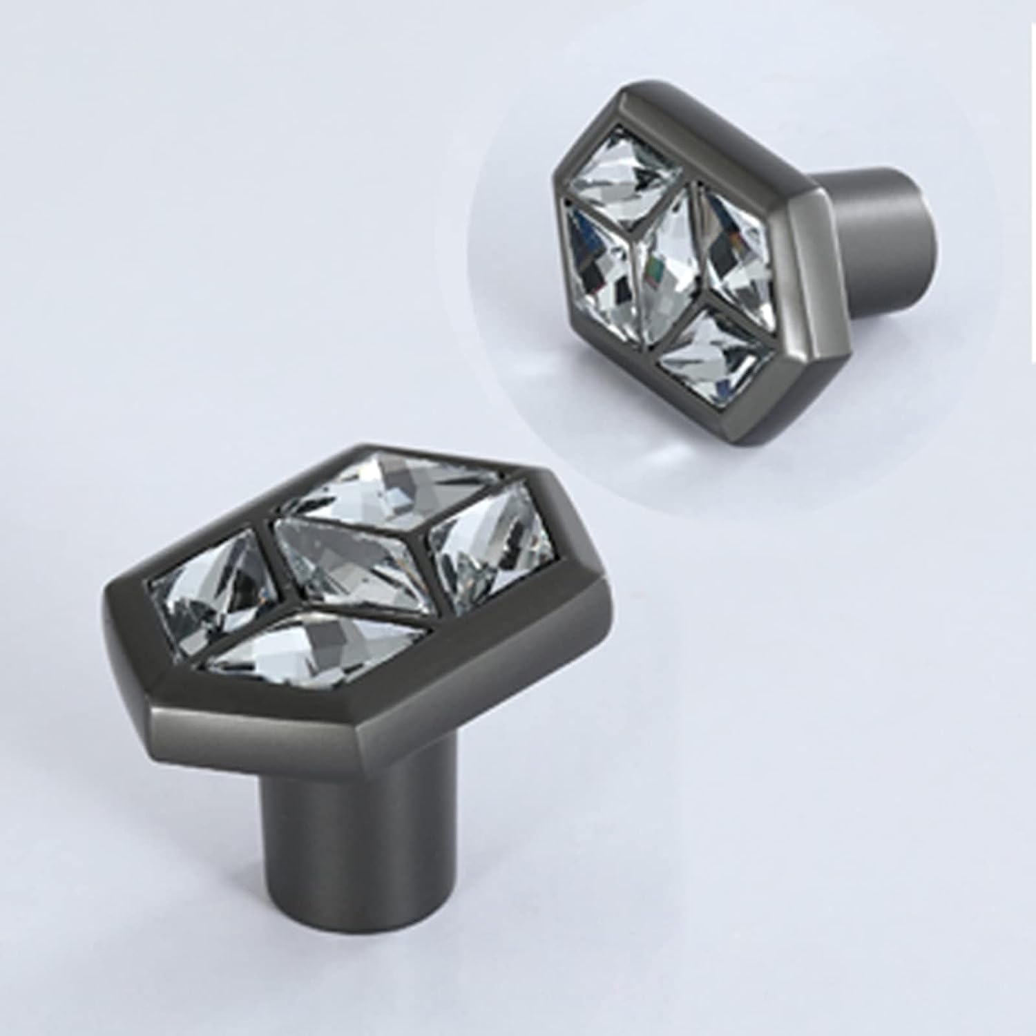 HUIMIMA Crystal Drawer Handles,Crystal Cupboard Knobs,Black