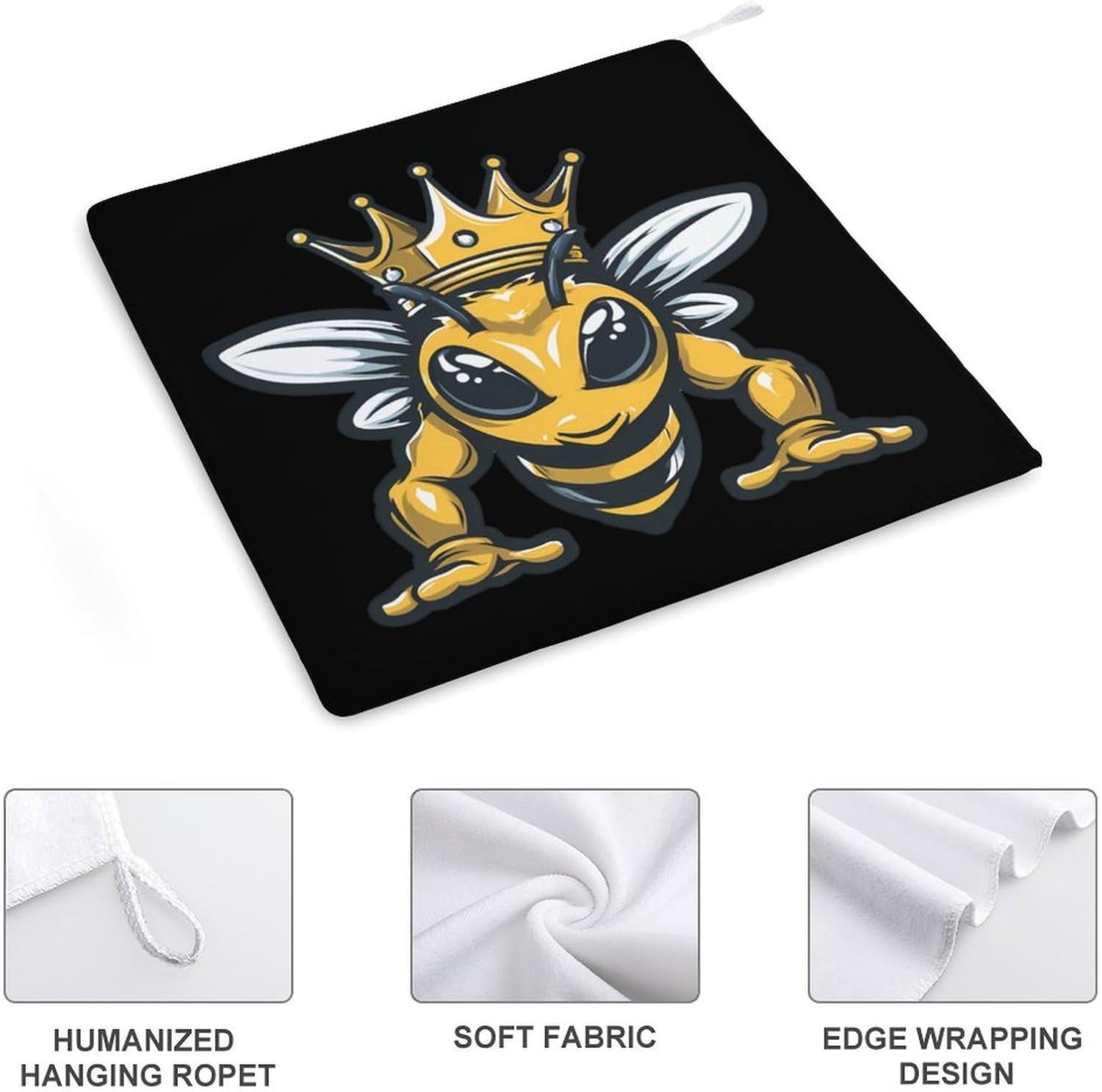 Funny Strong Bees Microfiber Hand Towels for Bathroom Soft Absorbent Bath Kitchen Towel with Hanging Loop 4PCS