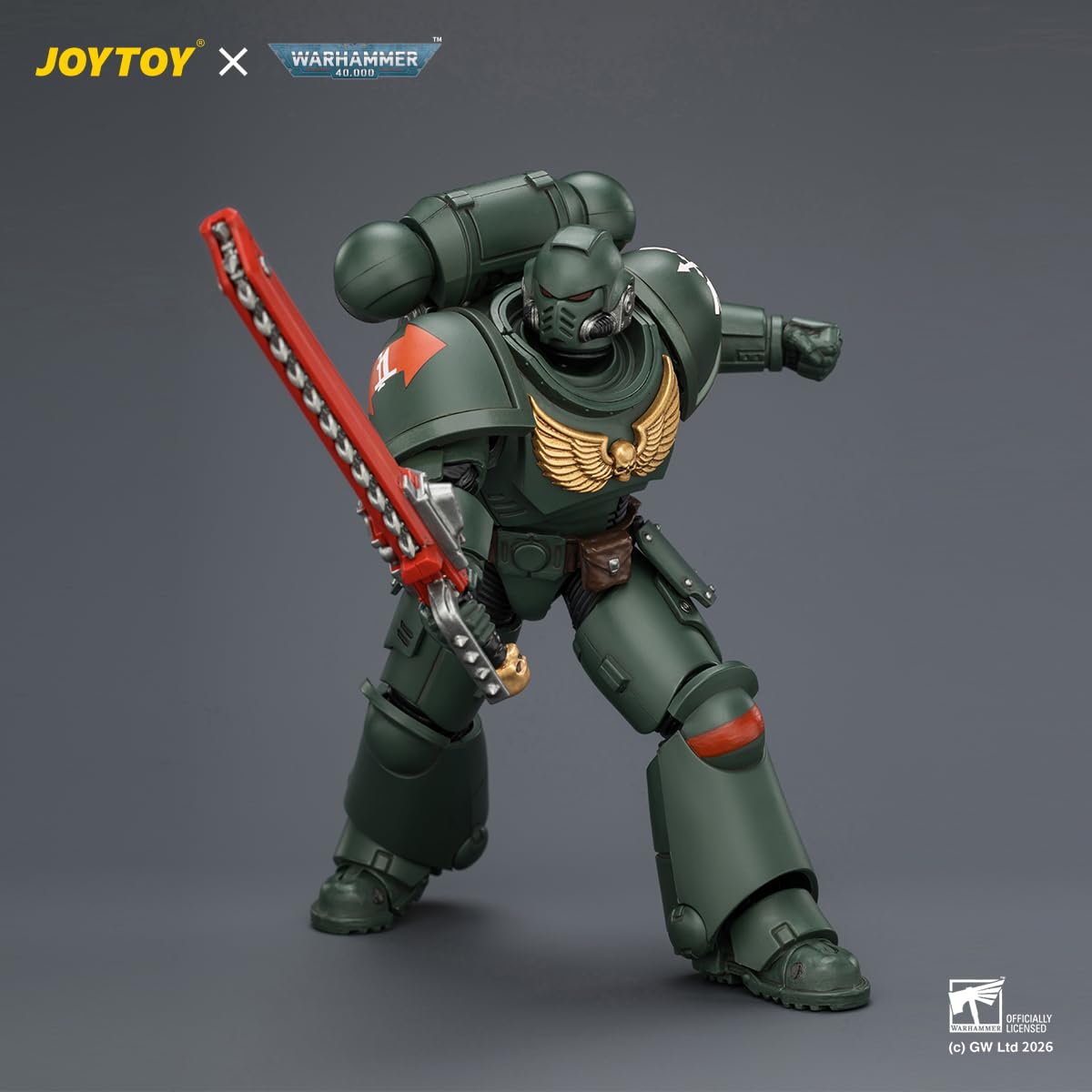 HIPLAY JOYTOY Warhammer 40k Dark Angels Intercessor z Bolterem, Bolterem Pistoletem i Mieczem Łańcuchowym JT03868 Zestaw Figurek Akcji w Skali 1/18