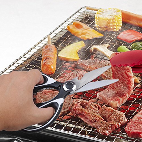 Clear Style Kitchen Shears Stainless Steel Utility Scissors Heavy Duty Multipurpose Kitchen Scissors, Dishwasher Safe, Perfect For Preparing Beef, Chicken, Vegetables, Fish, Black And White (2 Pack) #TOP7
