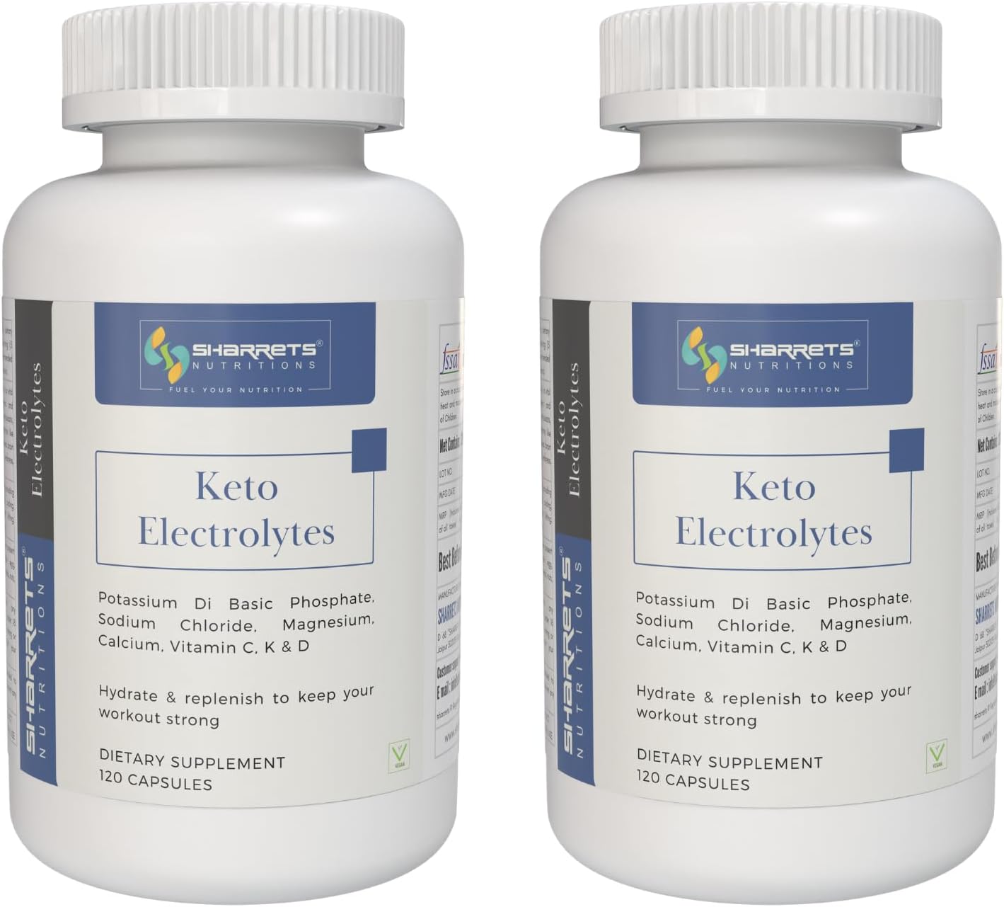 Sharrets KETO Electrolytes 2 x 120 Capsules- Essential Minerals (K,P, Na,Cl, Mg,Ca) and Vitamins C, D, & K2- Perfect for Athletes, Bodybuilders, and Marathon Runners