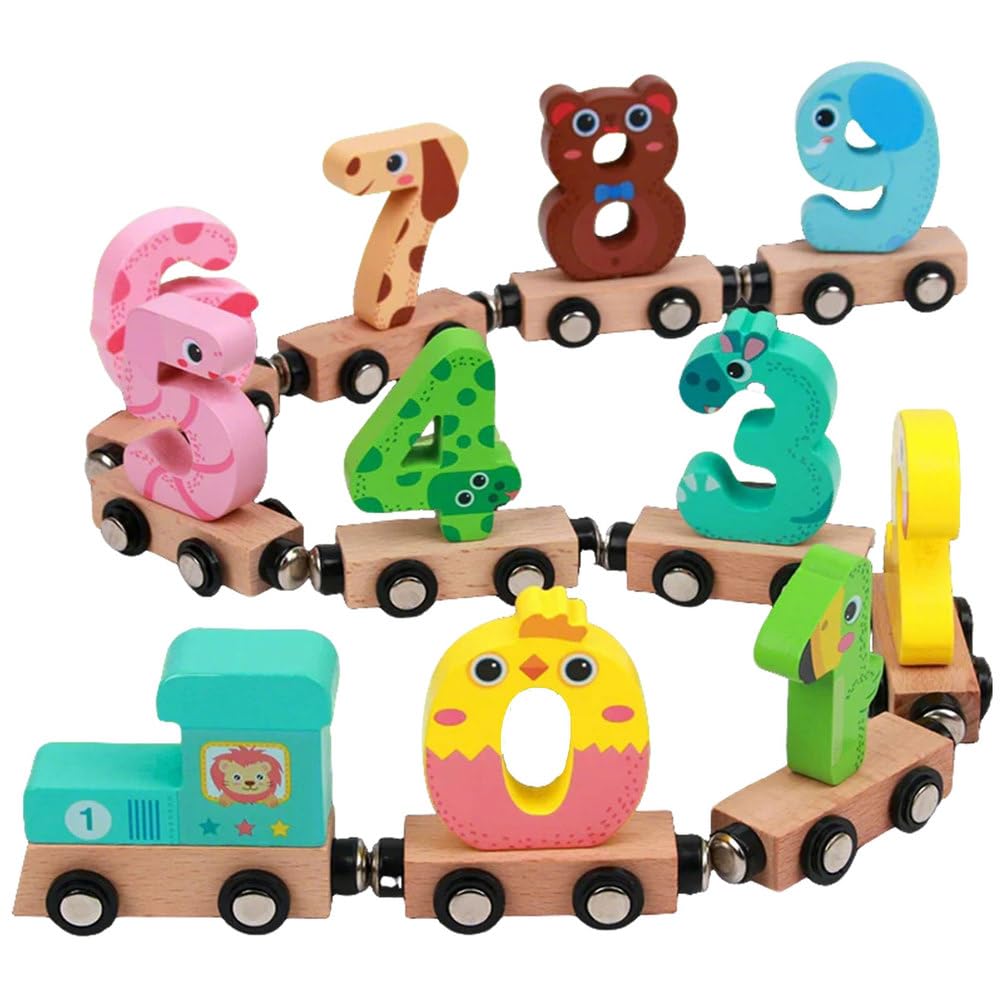 ttnmrc Montessori Wooden Magnetic Number Train Toy