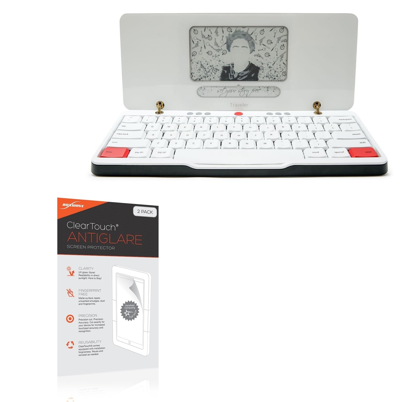 BoxWave Screen Protector Compatible with Astrohaus Freewrite Traveler - ClearTouch Anti-Glare (2-Pack), Anti-Fingerprint Matte Film Skin