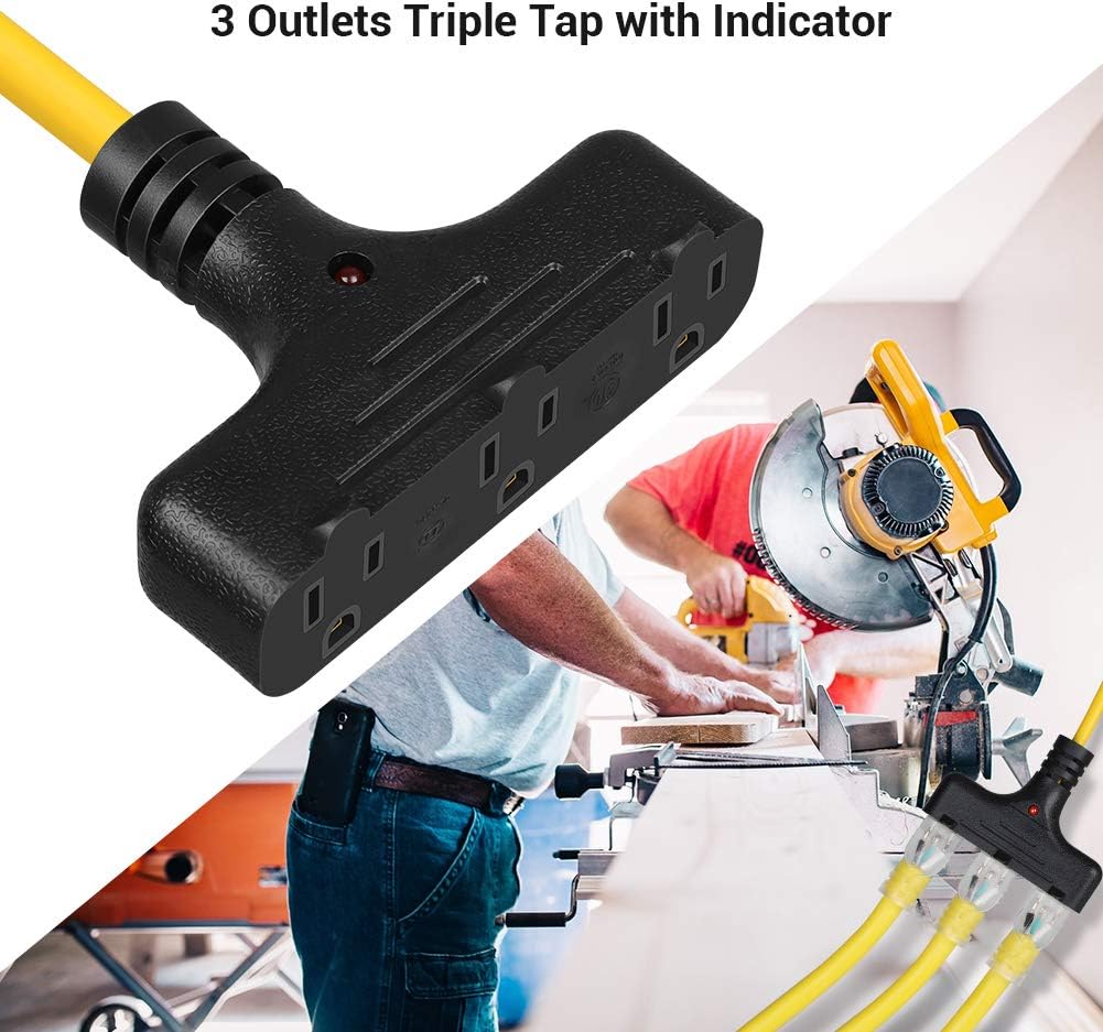 DEWENWILS 30 Ft Retractable Extension Cord Reel, Ceiling/Wall Mount 16/3 Gauge SJTW Power Cord with 3 Electrical Outlets Pigtail for Garage and Shop, 10 Amp Circuit Breaker, Metal Plate, ETL Listed