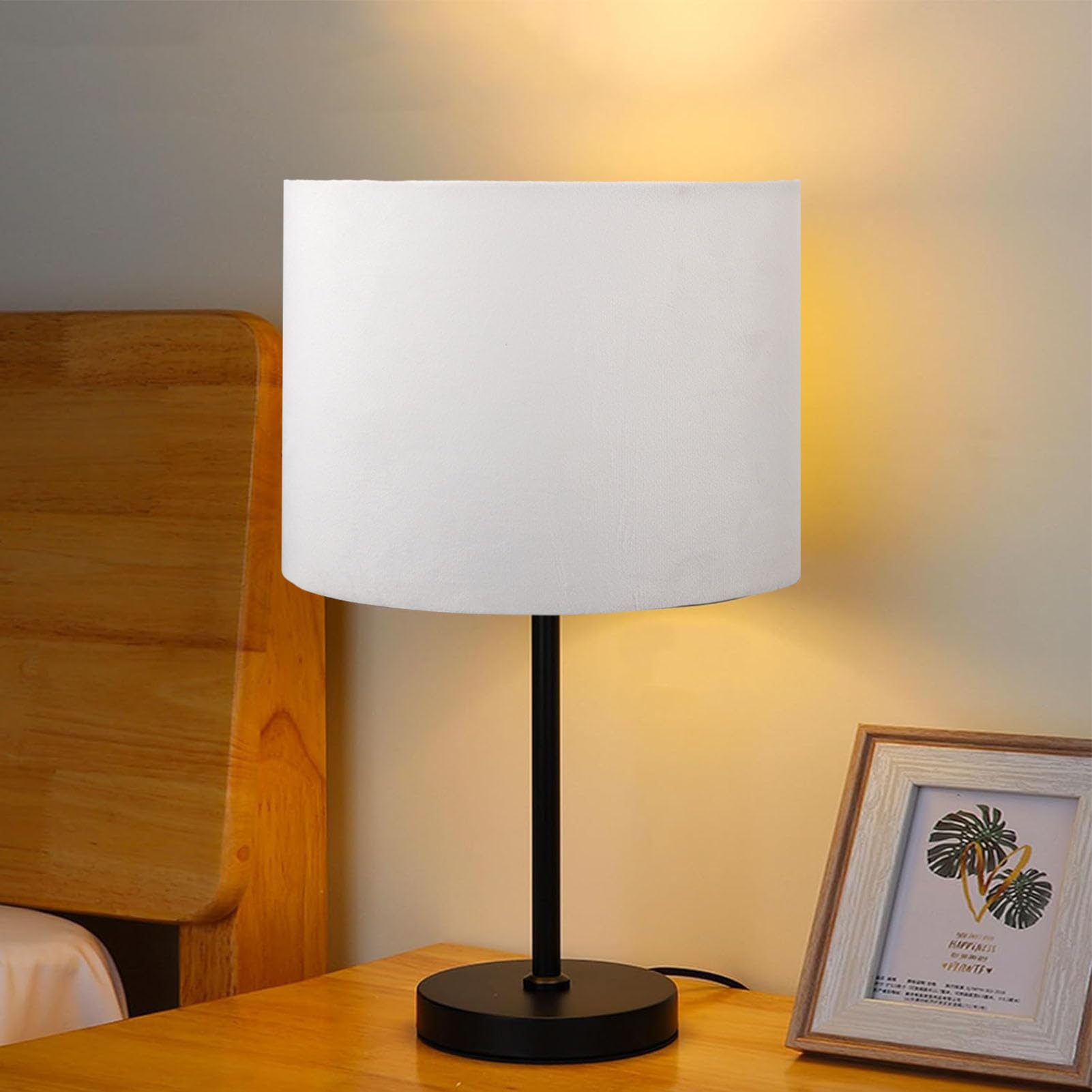 Abat Jour Ovale, 12.5×18×23cm Universel E27 E14 Moderne Abat Jour en Tissu, Petit Couvercle de Lampe pour Lampe de Chevet de Table(Blanc)