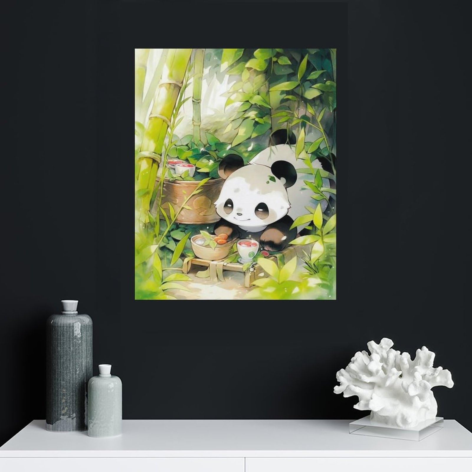 Amazon.co.jp: 絵画 竹林に座るパンダインテリア 絵画 かわいい