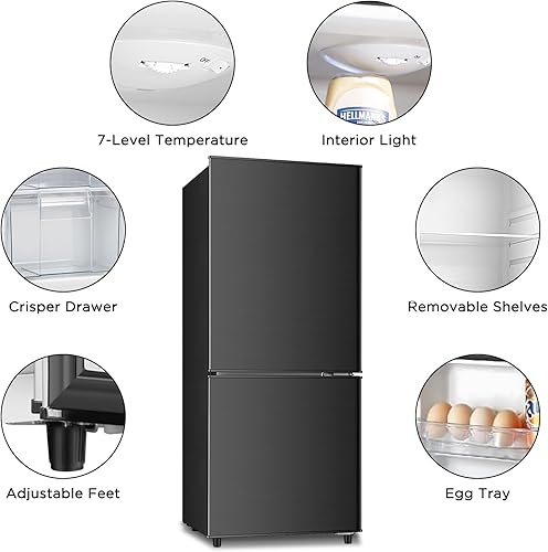 Miniatura 4 de Refrigerador pequeño de 4.0 pies cúbicos con congelador inferior, refrigerador pequeño y compacto con congelador en la parte inferior, 2 puertas
