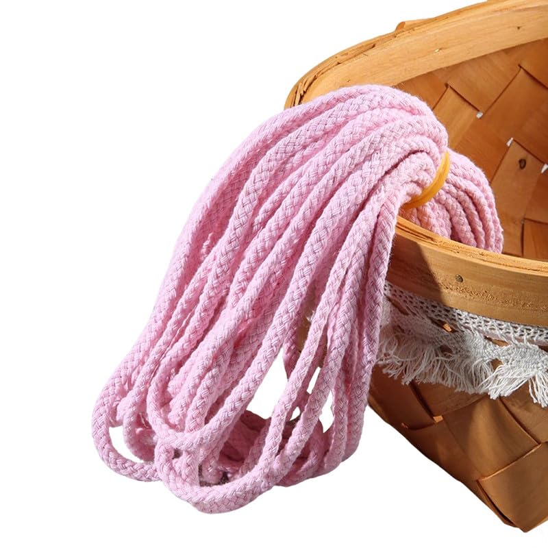 Braided Cotton Rope 10Meters*5MM Braided Macrame Cord Twisted Pink Cotton Cord for Sewing/Craft