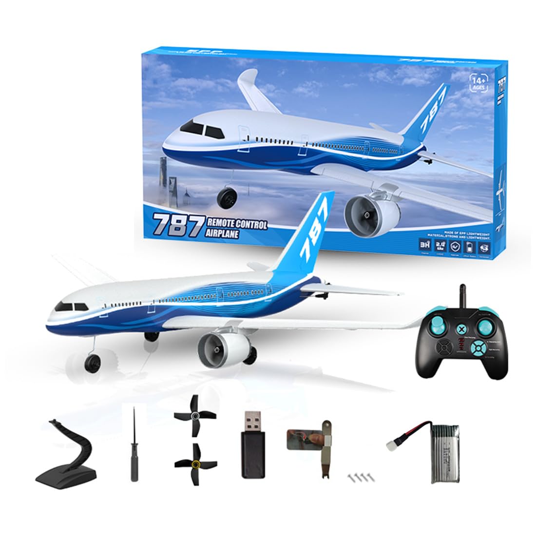 2.4G 3CH Model Airplane Boeing 787, BM30 EPP Fixed-Wing RC Model(1 Battery)