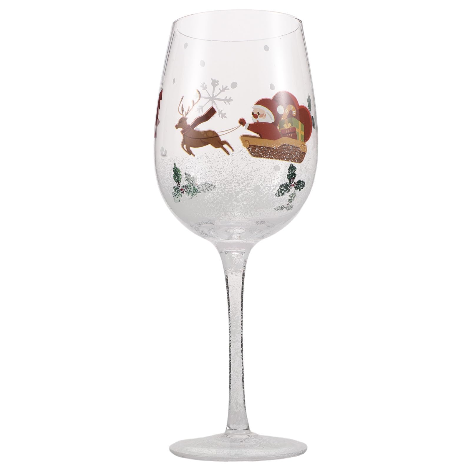 Copas de vino de tallo largo navideñas con cristal pintado a mano de 465ml
