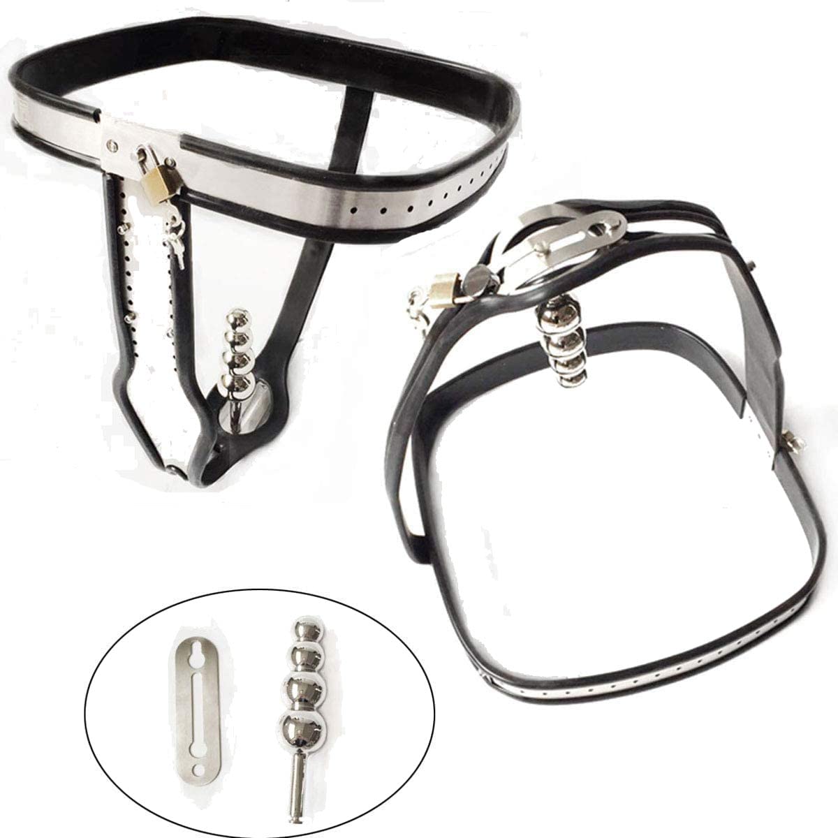 Cintura Di Castità Per Donne, Dispositivo Di Castità In Acciaio Inossidabile + Silicone, Con Plug Vaginale + Plug Anale Anti-slittamento, Giochi Di Castità E Bondage, Set Di Prevenzione