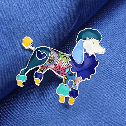 Duowei Cute Poodle Dog Brooch Pins For Women Teens Girls Floral Enamel Dog Brooch Jewelry Clothes Scarf Jacket Decoration (Blue) #TOP1