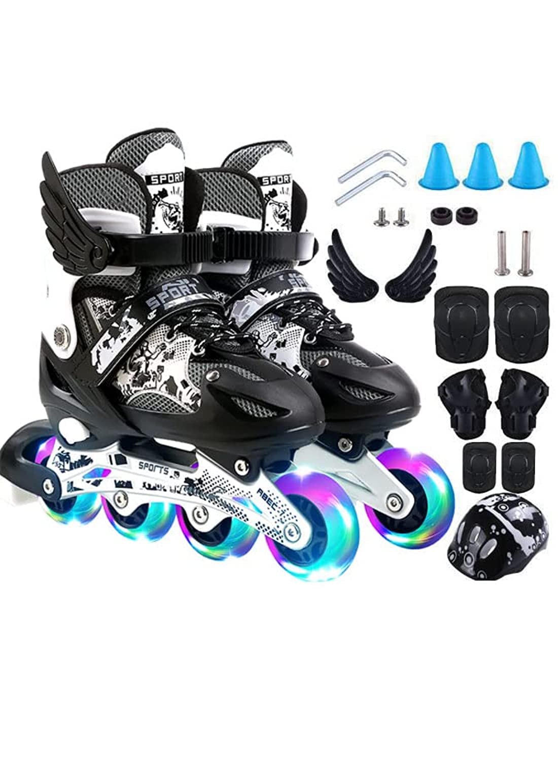 Kids Adjustable Perfect inline skates Roller Skate Shoe Set with LED Flash