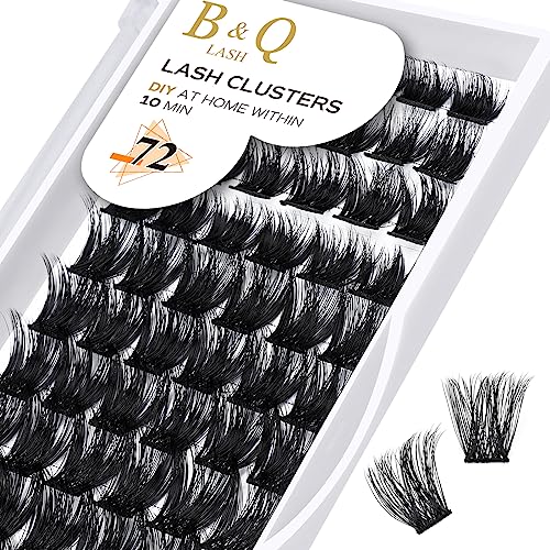 B&Qaugen Cluster Lashes D Curl 14mm 72 Clusters B&Q Lash C D Curl Individual Cluster Lashes Mega Volume Eyelash Clusters DIY Lash Extensions Soft Fluffy Cluster Eyelash Extensions (B06-D-14mm)