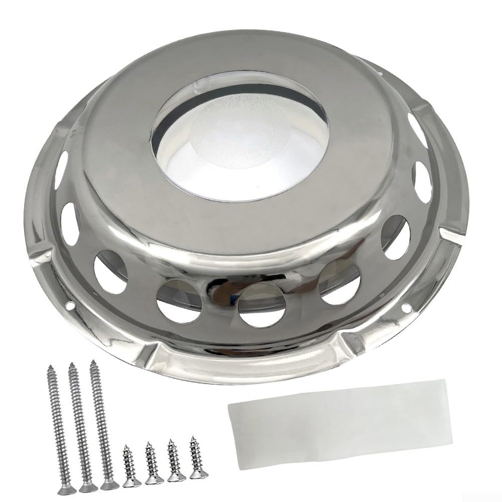 Grille d'aération ronde en acier inoxydable pour bateau (23 cm) avec fixation à vis - Matériel résistant pour yachts et caravanes - 9 en 1