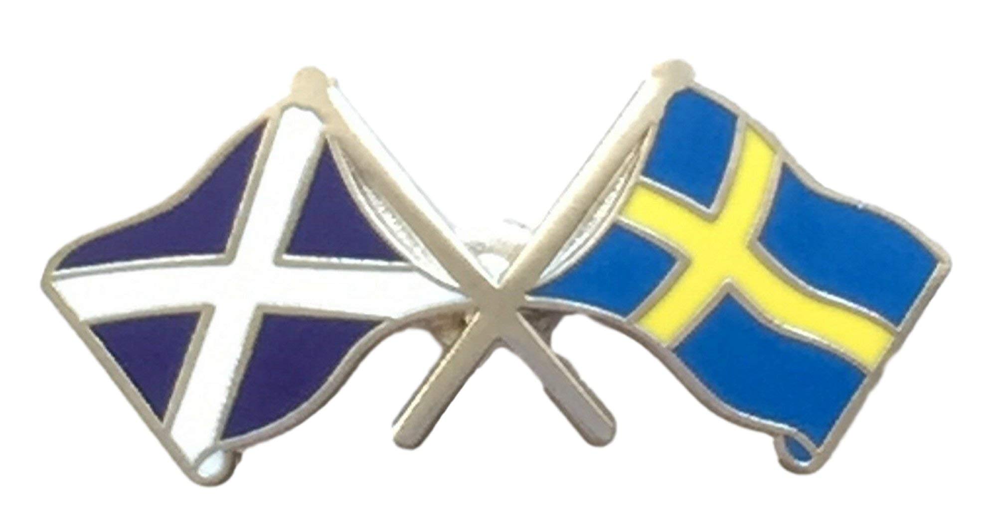 Scotland & Sweden Flags Friendship Courtesy Enamel Lapel Pin Badge T448