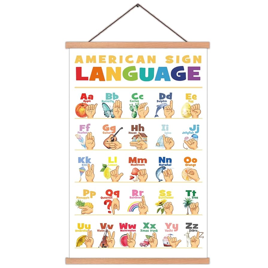 amazon-com-kairne-american-sign-language-poster-with-wood-magnetic-hanger-framed-35cmx56cm-asl-alphabet-wall-art-teaching-aid-alphabet-chart-for-kids-playroom-classroom-decor-office-products for Asl Alphabet Chart Printable Free Amazon.com: KAIRNE American Sign Language Poster With Wood Magnetic Hanger Framed(35CMx56CM),ASL Alphabet Wall art Teaching Aid alphabet Chart for Kids Playroom Classroom Decor : Office Products for Asl Alphabet Chart Printable Free