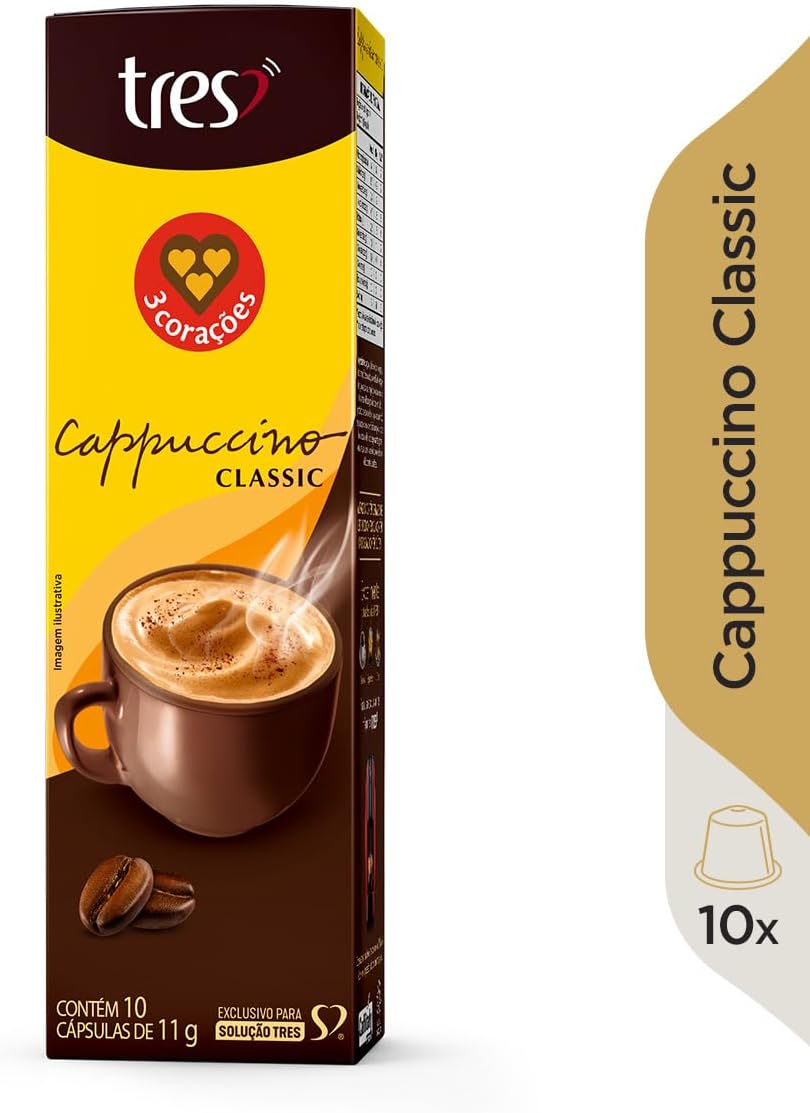 3 Corações Capsula de Cappuccino Classic TRES - 10 unidades