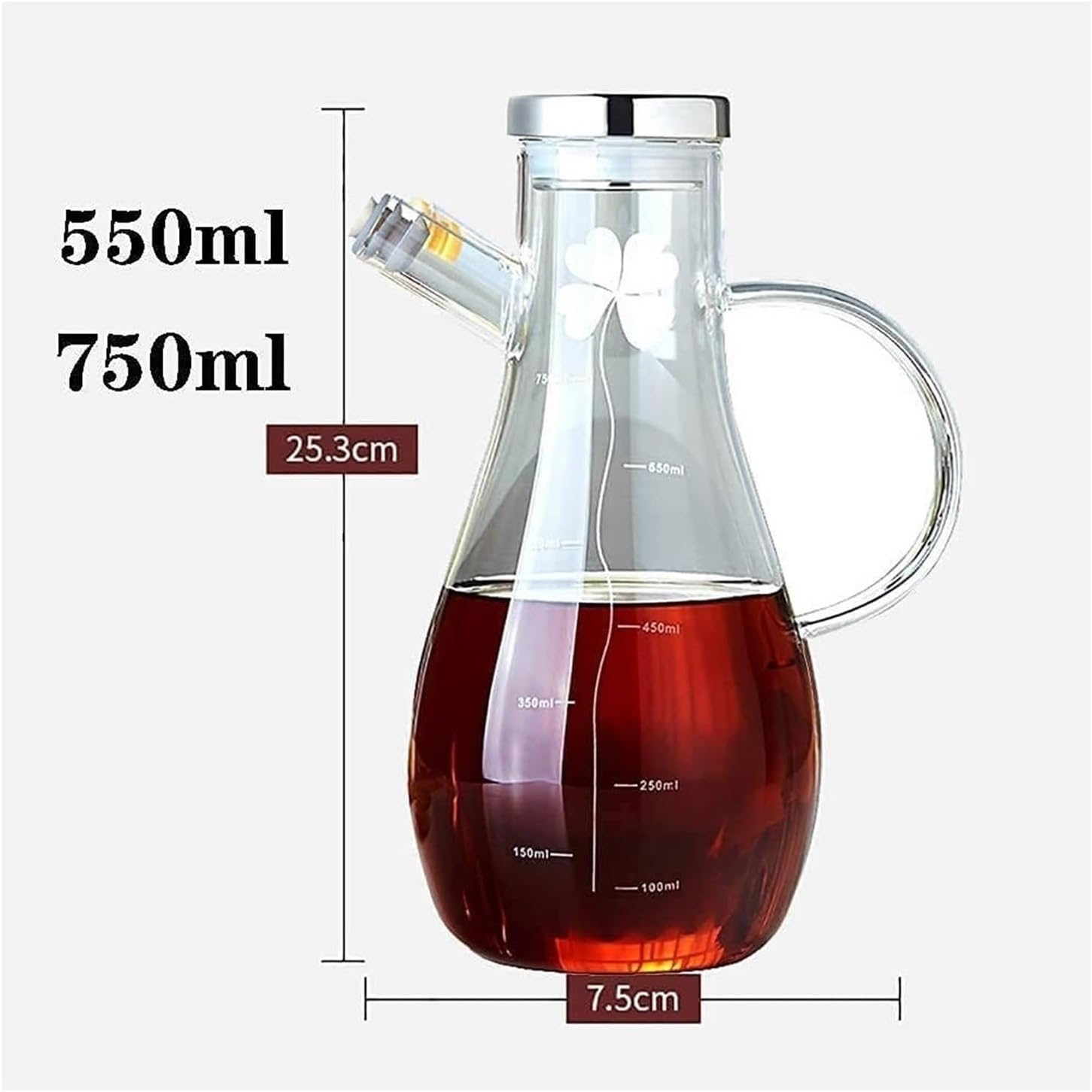 Oil and Vinegar Dispenser Olive Oil Dispenser Bottle,Glass Oil and Vinegar Dispenser,Large Capacity Wide Opening for Easy Refill(750ml) Cooking