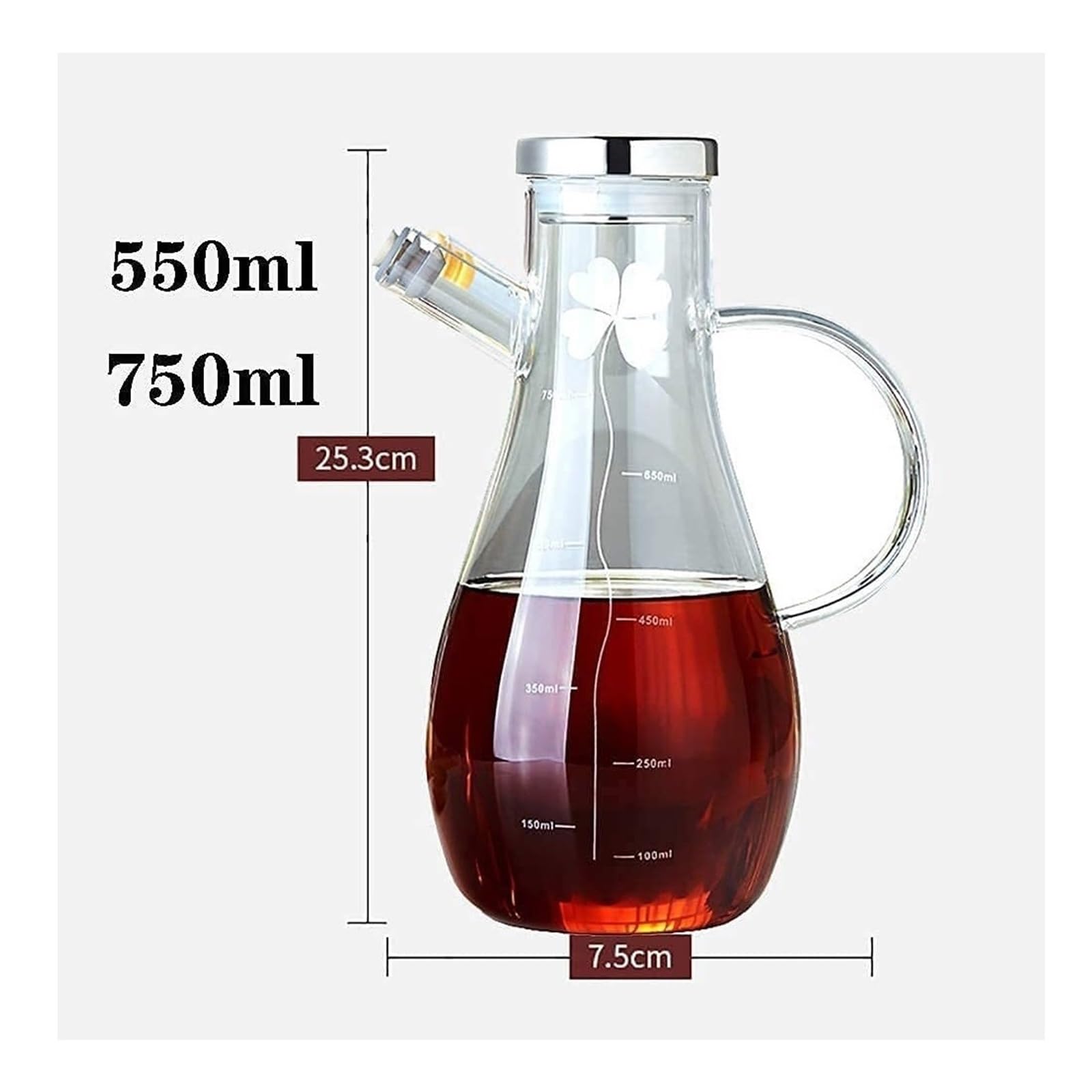 Set Olio e aceto Bottiglia Dispenser for Olio d'oliva, Dispenser for Olio e aceto in Vetro, Ampia Apertura di Grande capacità for Una Facile Ricarica (750 ml) Oliera